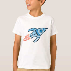 Camiseta T-shirt azul do branco dos meninos do espaço do