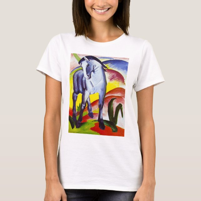 Camiseta T-shirt azul do cavalo de Franz Marc (Frente)