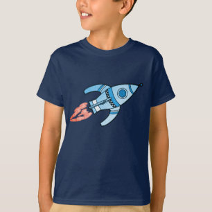 Camiseta T-shirt azul do marinho dos meninos do espaço do