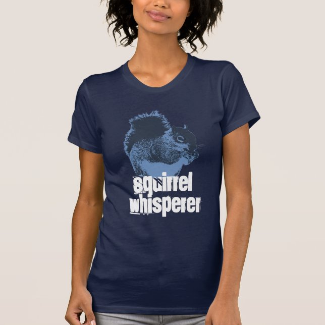 Camiseta T-shirt azul do Whisperer do esquilo (Frente)