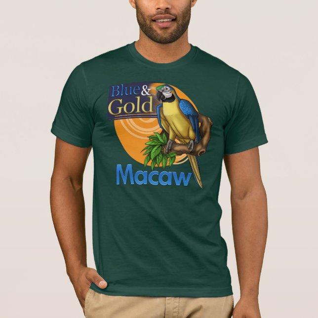 Camiseta T-shirt azul & Dourado do Macaw (Frente)