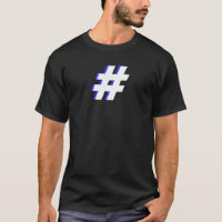 T-shirt azul e branco do símbolo do Tag da mistura