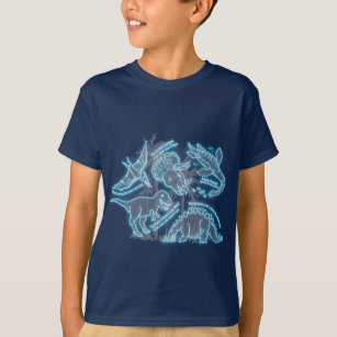 Camiseta T-shirt azul elétrico do dinossauro