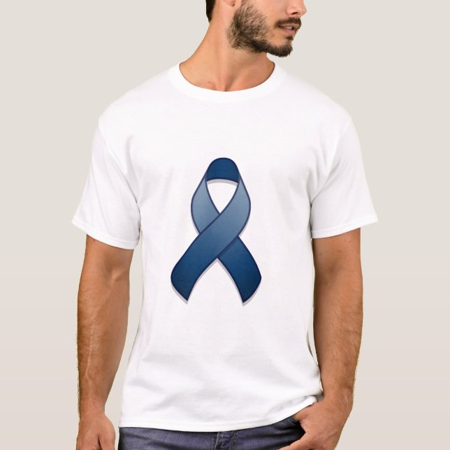 Camiseta T-shirt azul escuro da fita da consciência (Frente)