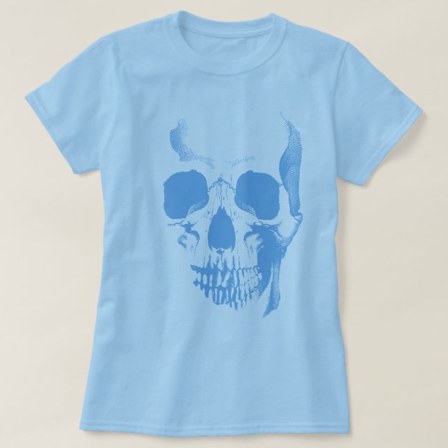 Camiseta T-Shirt Azul Face Caveira (Frente do Design)