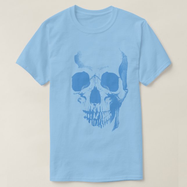 Camiseta T-Shirt Azul Face Caveira (Frente do Design)