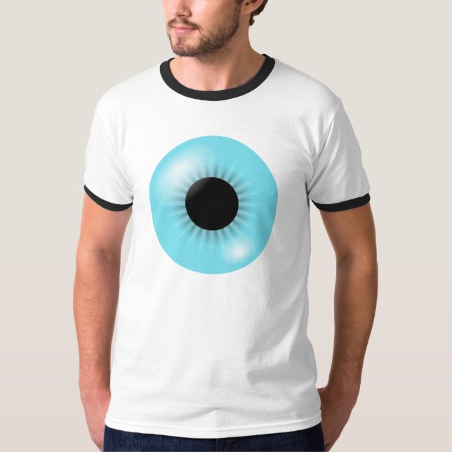 Camiseta T-shirt azul grande do globo ocular (Frente)