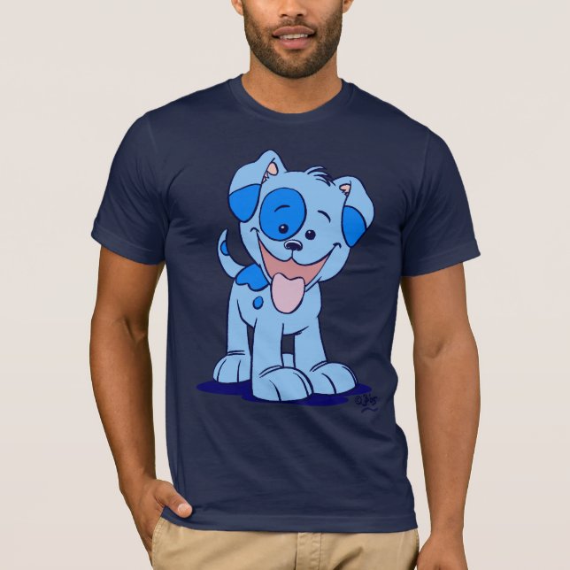 Camiseta T-shirt azul pequeno do filhote de cachorro (Frente)