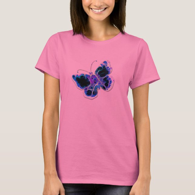 Camiseta T-Shirt AZUL & PINK BUTTERFLY (Frente)