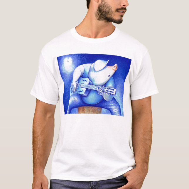 Camiseta T-shirt azul Porcine (Frente)