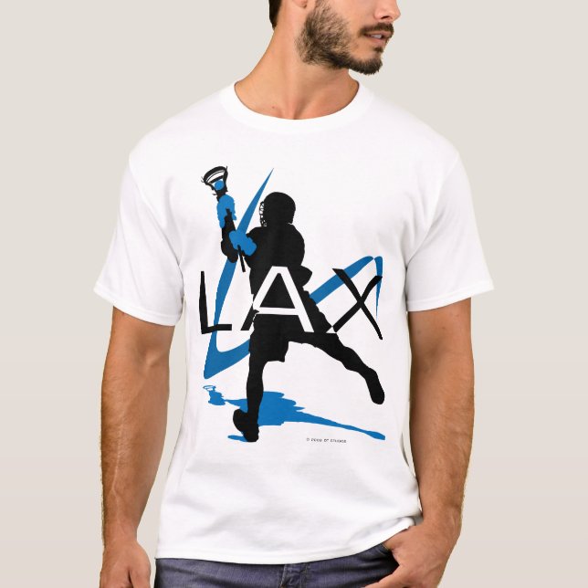 Camiseta T-shirt azul RELAXADO dos meninos do Lacrosse (Frente)