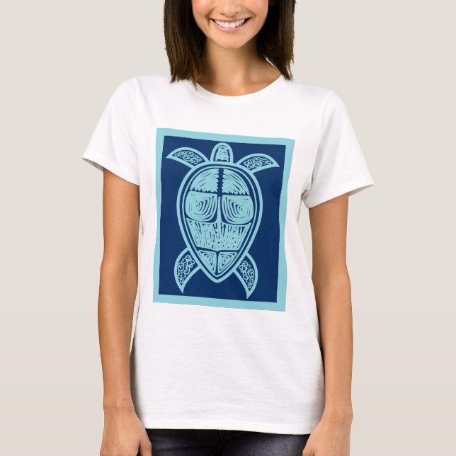 Camiseta T-shirt azul-tartaruga (Frente)