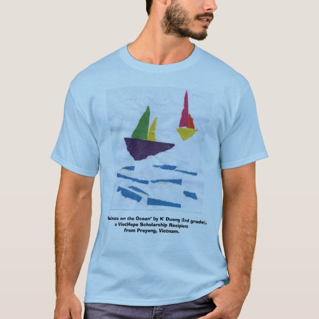 Camiseta T-SHIRT AZUL "veleiros" (IMAGEM na PARTE (Frente)