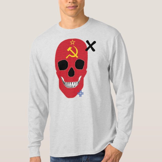 Camiseta T-Shirt B2 de folga longa de URSS HANDSKULL (Frente)