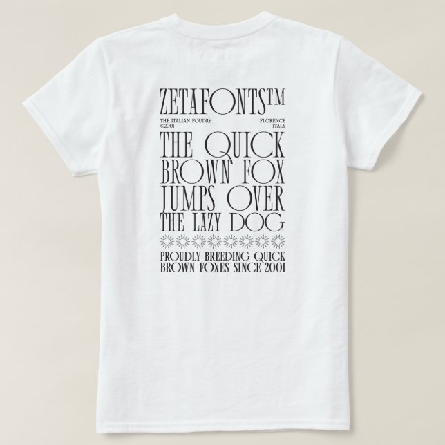 Camiseta T-Shirt (B) - Zetafonts Pangram (Verso do Design)