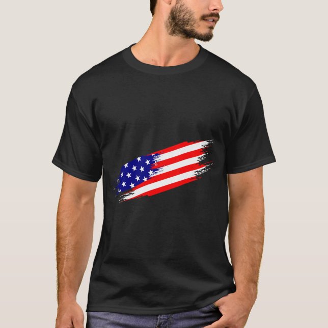 Camiseta T-Shirt Bandeira Americana com Marca Personalizada (Frente)