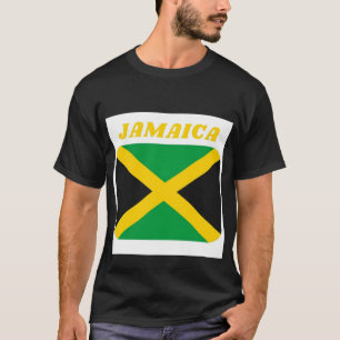 Camiseta T-Shirt Bandeira Jamaicano de Folha Curta-Negra