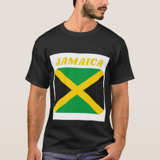 Camiseta T-Shirt Bandeira Jamaicano de Folha Curta-Negra