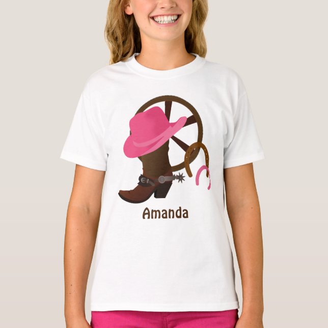 Camiseta T-shirt Básica da Cowgirl Personalizada (Frente)