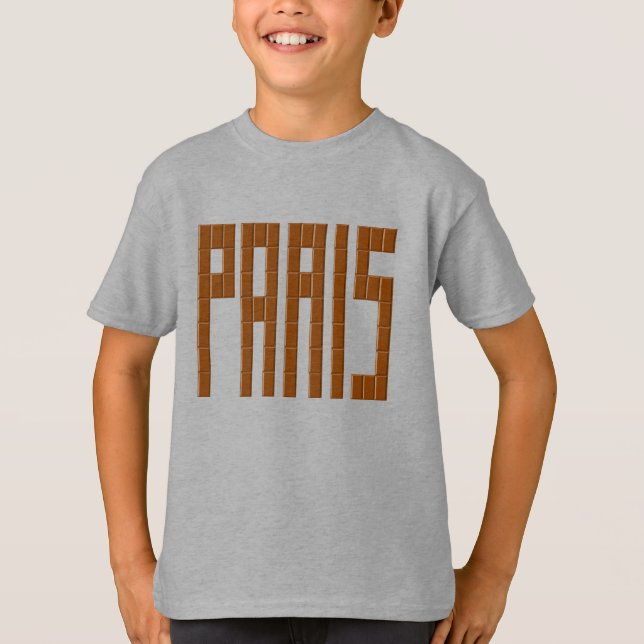 Camiseta T-shirt básico aço para crianças PARIS CHOCOLATE (Frente)