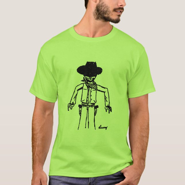 Camiseta T-shirt básico adulto do esboço do vaqueiro - mais (Frente)