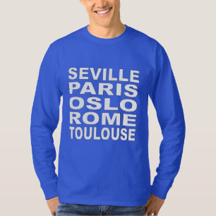 Camiseta T-shirt- básico azul Desenho TURISMO EUROPA