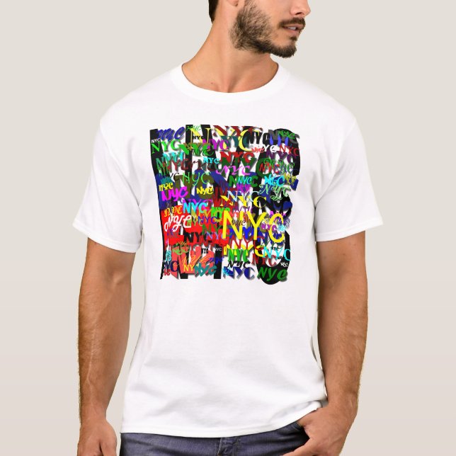 Camiseta T-shirt básico branco dos homens dos grafites de (Frente)