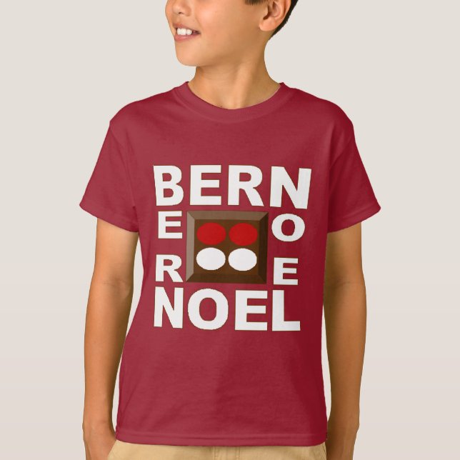 Camiseta T-shirt básico castanho Desenho BERN NATAL (Frente)