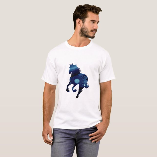 Camiseta T-Shirt Básico Cavalo Azul (Frente Completa)