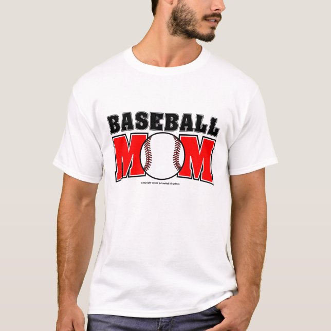 Camiseta T-shirt básico da mamã do basebol (Frente)