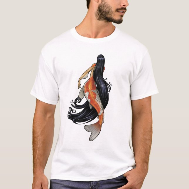Camiseta T-shirt básico da sereia de Koi (Frente)