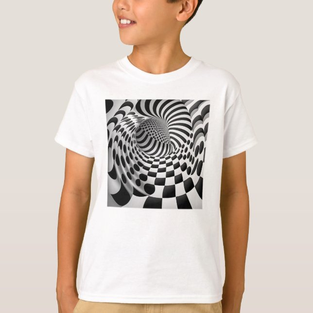 Camiseta T-Shirt Básico das Crianças do Túnel de Arte Op (Frente)