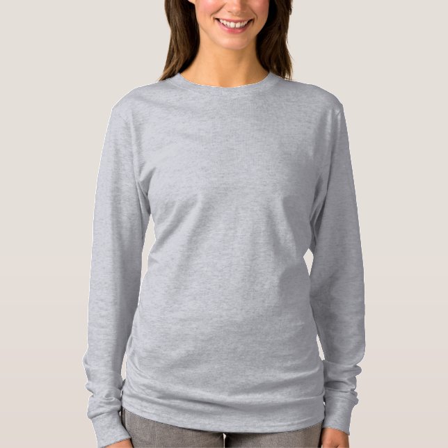 Camiseta T-Shirt Básico De Algodão De Folha Longa De Cinza  (Frente)