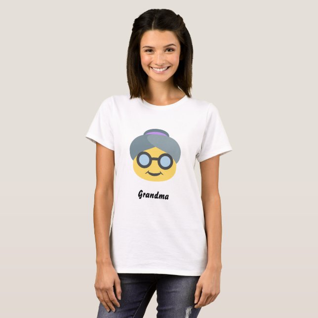 Camiseta T-shirt básico de Emoji da avó (Frente Completa)