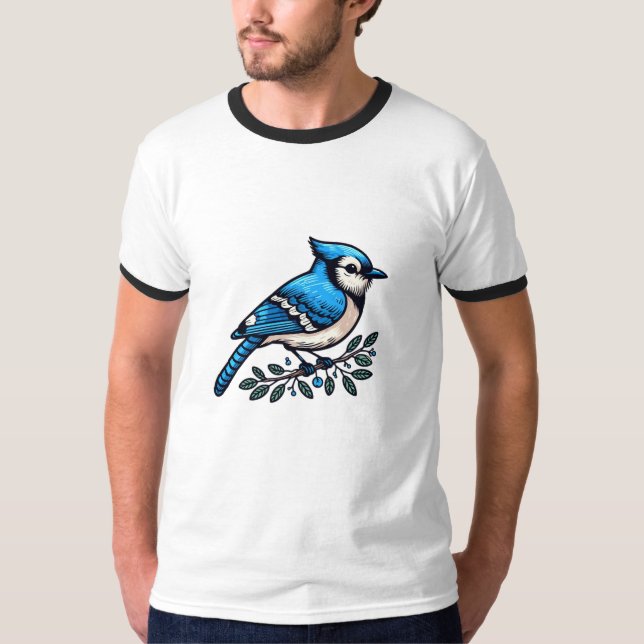 Camiseta T-Shirt Básico de Pássaro Azul (Frente)