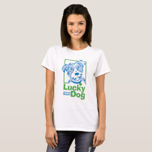 Camiseta T-shirt básico do cão afortunado das mulheres