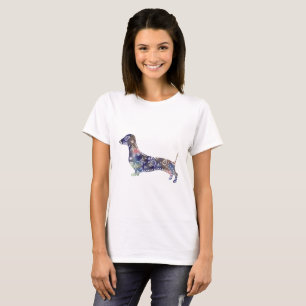 Camiseta T-shirt básico do cão da mandala, branco