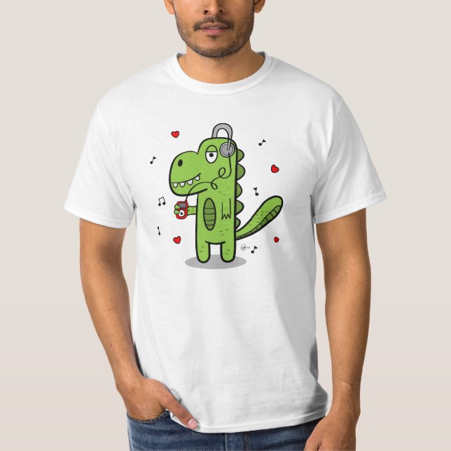 Camiseta T-shirt básico do dinossauro de Rockosaur (Frente)