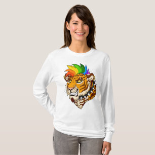 Camiseta T-shirt básico do Lonsleeve das mulheres do tigre