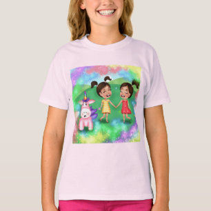 Camiseta T-Shirt básico leve com impressão colorida e div