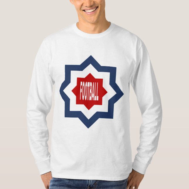 Camiseta T-shirt básico mangas longas DESENHO FUTEBOL (Frente)