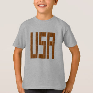 Camiseta T-shirt básico para crianças aço EUA CHOCOLATE