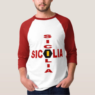Camiseta T-shirt básico raglan branco/vermelho SICÍLIA