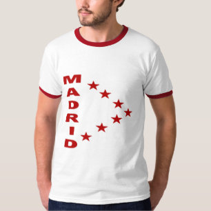 Camiseta T-shirt básico ras-de-cou branco/vermelho MADRID