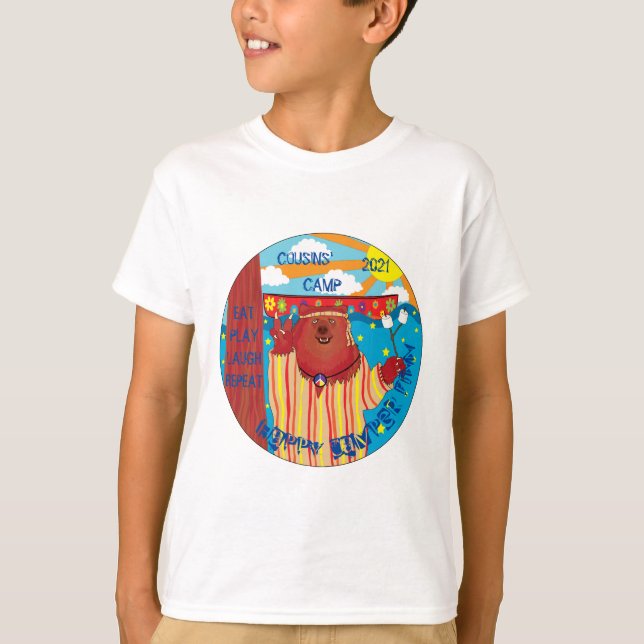 Camiseta T-Shirt Bear Personalize do Camp Groovy da Criança (Frente)