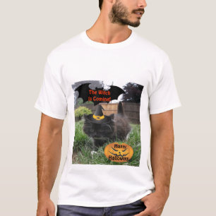 Camiseta T-Shirt Black Cat Que A Bruxa Está Chegando