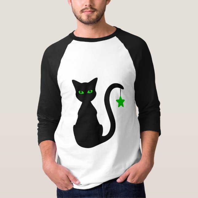 Camiseta T-Shirt Black Cat Raglan (Frente)