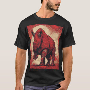 Camiseta T-shirt, Black, Red Rhino