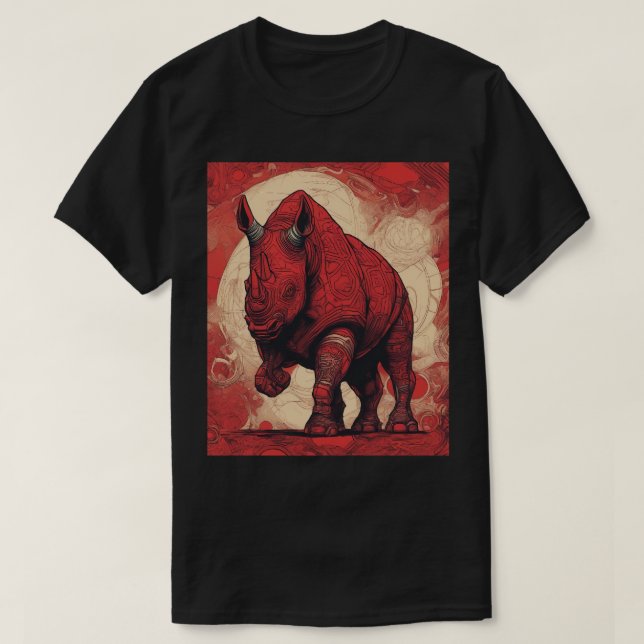 Camiseta T-Shirt Black, Red Rhino (Frente do Design)
