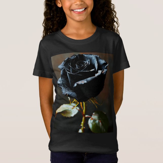 Camiseta T-Shirt Black Rosa Baby Fine Jersey - Soft & Styli (Frente)